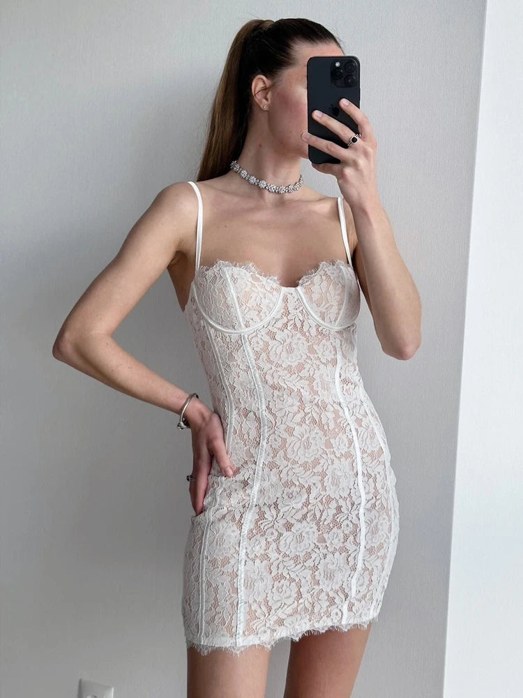 Elegant Lace Bodycon V-Neck Dress VestiVogue  