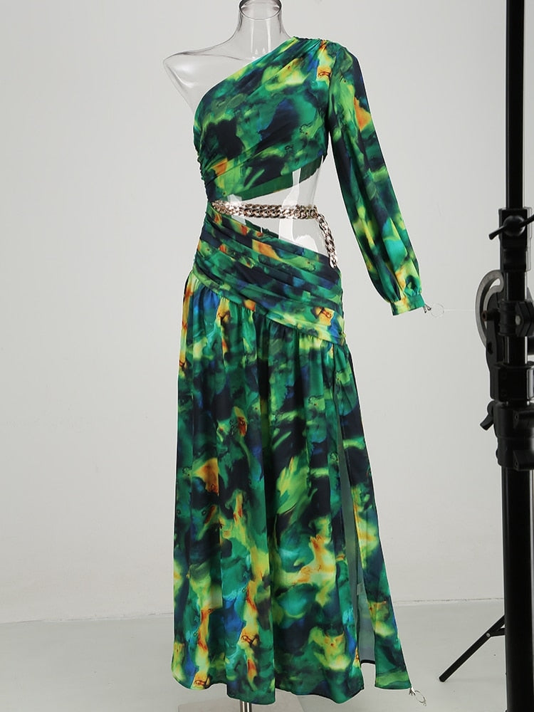 VestiVogue One Shoulder Floral Maxi Dress for occasion wear VestiVogue color 3 XS