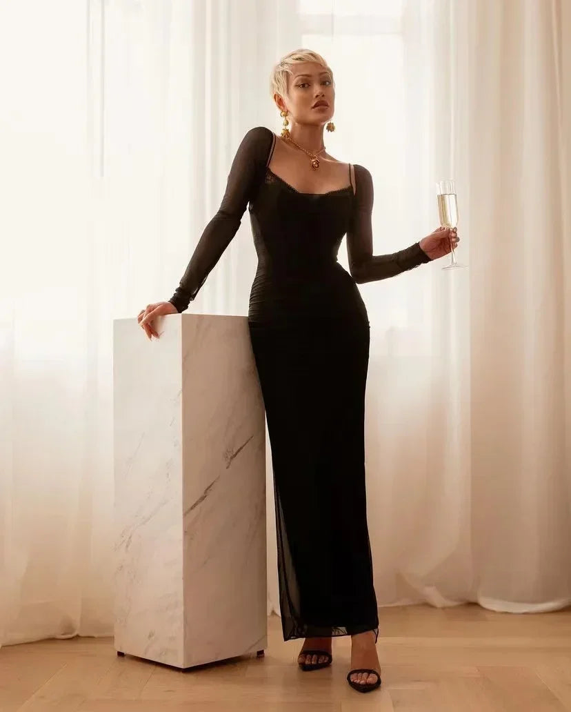 Black Formal bodycon Dress VestiVogue perfect fit S  (perfect fit)