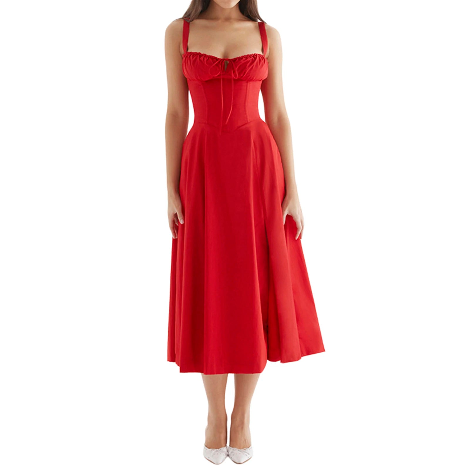 VastiVogue Women's Solid Sleeveless Summer Dress VestiVogue Red M