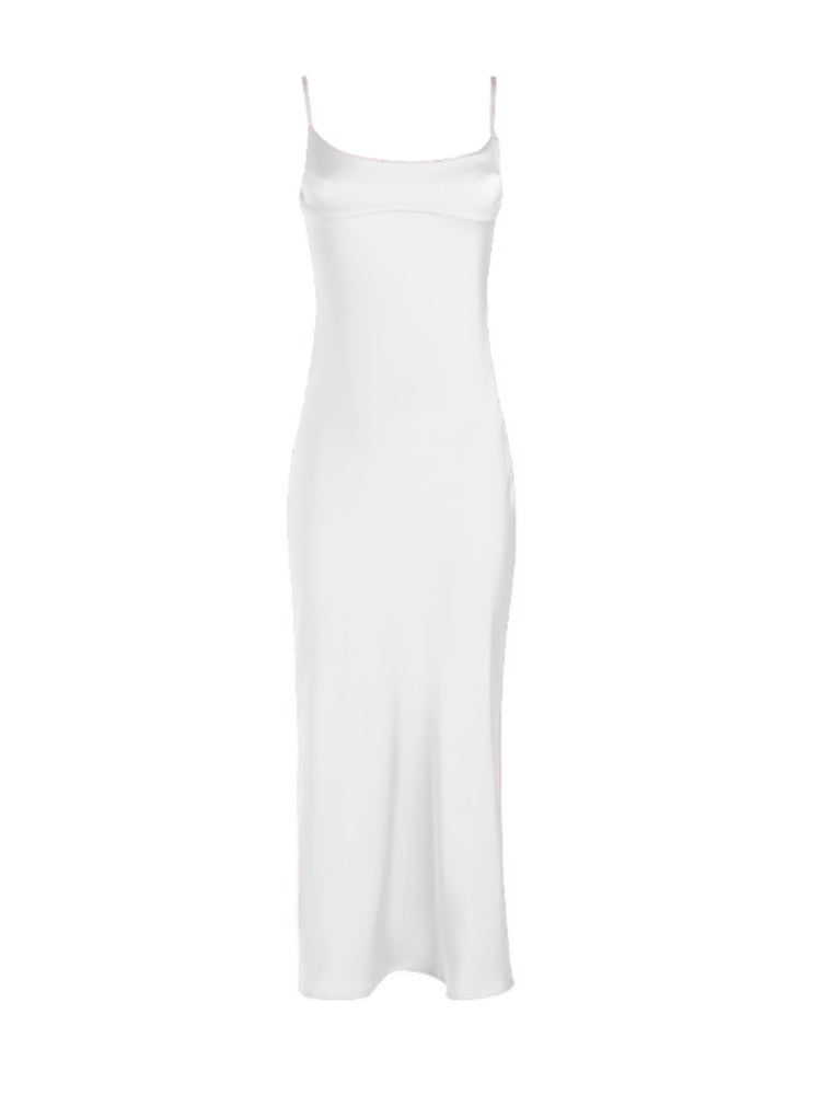 VestiVogue Camis Satin Long Dress VestiVogue White XS
