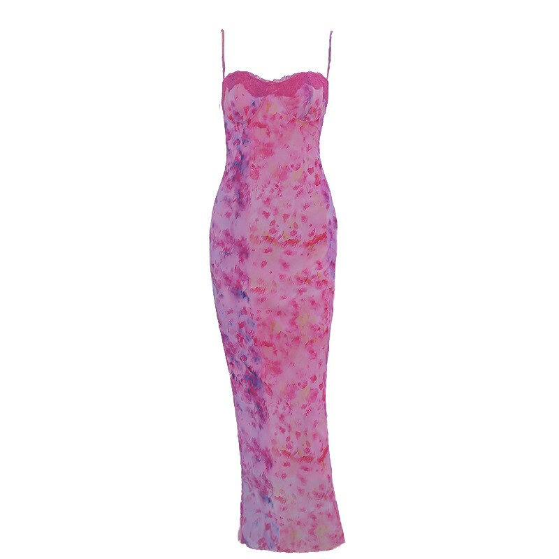 Pink Floral Print Maxi Dress for summer VestiVogue  