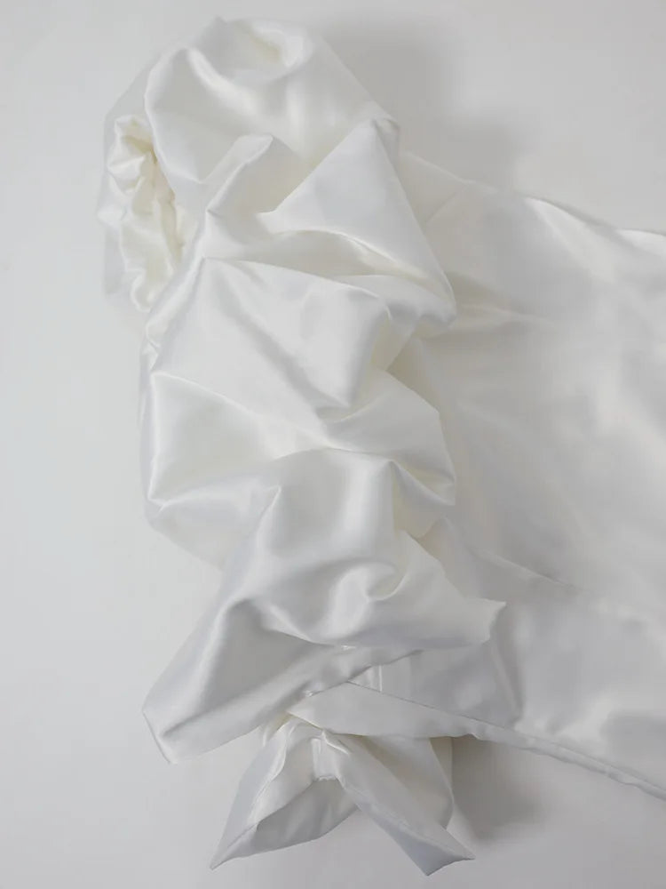 One Shoulder Ruffle White Bodycon Dress VestiVogue  