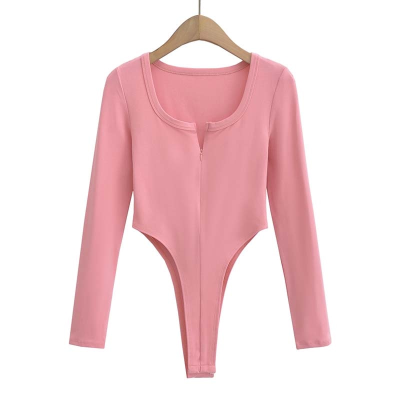 Long sleeve instyle bodysuit Chic Gym Wear Pink S